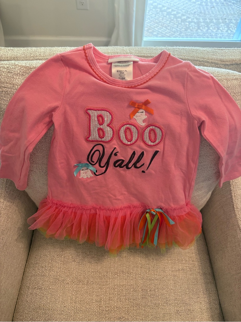 Bonnie Baby Pink 'Boo Y'all!' Long-Sleeve Tutu Top